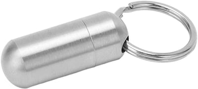 Dailygoods- Capsule Kast Draagbaar - Roestvrij Staal - Waterdicht - Medicijnopslag - Sleutelhanger - Compact en Lichtgewicht - Medicijnfles