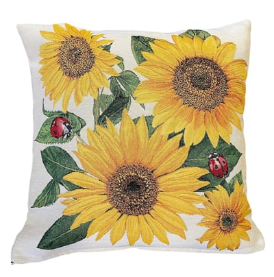 Kussenhoes - luxe gobelinstof - Zonnebloem - 45 x 45 cm