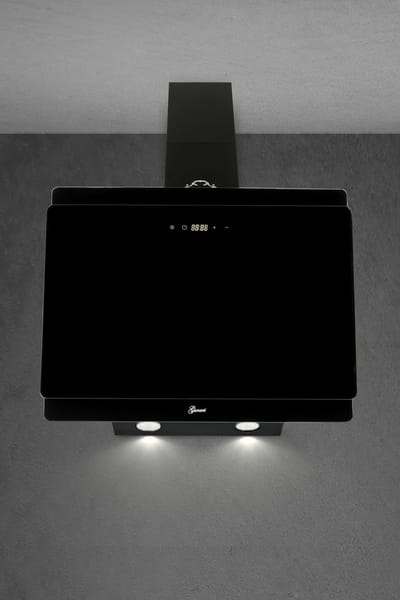 GURARI Wandafzuigkap GCH S 411 90 BL PRIME N, Afzuigkap 90 cm, zwart glas, 1000m³/h