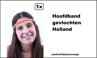 Hoofdbandje gevlochten rood/wit/blauw/oranje - Koningsdag Nederland festival thema feest Ibiza bandje thema feest verjaardag