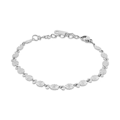 CO88 Collection 8CB-91367 – Armband Dames – Bewerkte Ovale Elementen – Zilverkleurig – Roestvrij Staal – 16+3 cm – Cadeau voor Vrouwen