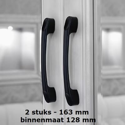 2 stuks Handgreep Zwart – Metaal - – 16,3 cm – Matzwart - Hartafstand 12,8 cm - Kast, Keukenkast, Lade en Meubels - Luxe Moderne Greep Inclusief Schroeven - Keukengreep - Meubelgreep – Kastgreep - Handgrepen Keukenkastjes