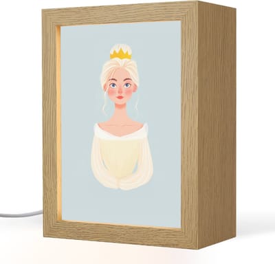 Nachtlampje 15x20 cm - Kinder lampje - Prinses - Kroon - Blauw - Tafellamp kinderkamer - Slaapkamer lamp - Bedlamp kinderen - Kinderlampje stopcontact - Wandlamp babykamer - Nachtlampjes