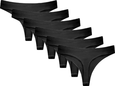 Dames Slips - Invisible String Slips - 6-Pack - Zwart - Maat S/M