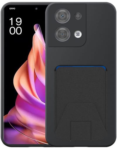 Geschikt voor Oppo Reno 9 Telefoonhoesje met Verstelbare Leren Pasjeshouder - Flexible Back Cover Case Siliconen TPU with Adjustable Leather Cardslot - Zwart - Smartphonica geschikt voor Oppo Reno 9
