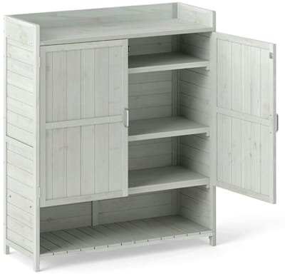Tuinkast - Opbergkasten met deuren - Tuinhuis - Schuur - Voor buiten - Gereedschap - Grijs - Hout