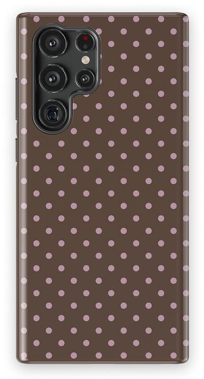 Polka Dots Hoesje Samsung Galaxy S22 Ultra | Geschikt Voor Mag | Stippen Design Backcover Samsung Galaxy S22 Ultra Choco Blush