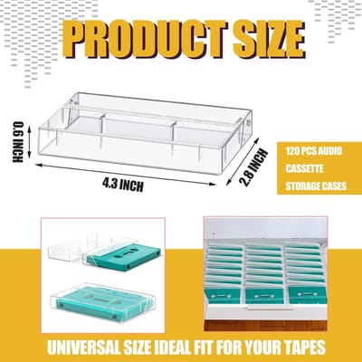 Cassette Tape Cases - Opbergdozen - Audio Opslag - Hoogwaardig Acryl - 120 Stuks - Transparant