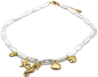 Touwketting met Sealife Charms - Zee-thema Bedels – Roestvrijstaal – 40-45cm – Zomeraccessoire
