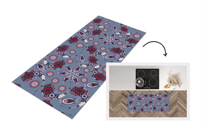Keukenloper - Loper keuken - Paisley - Bloemen - Patronen - 120x50 cm - Keukenloper vinyl