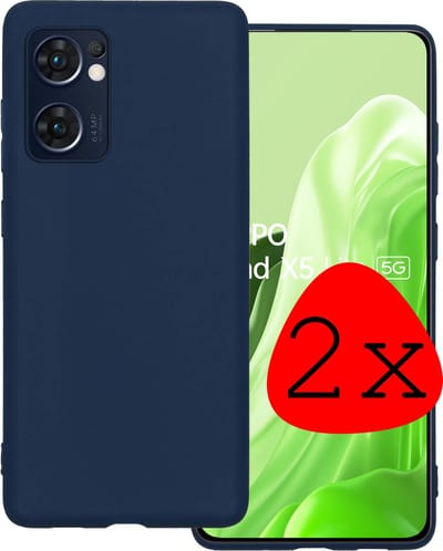 Hoesje 2 Stuks - Geschikt voor OPPO Find X5 Lite - Sterk & Shockproof - Case Siliconen - Back Cover - Telefoon Hoes - Donkerblauw