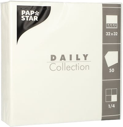 14x 50 Servetten DAILY Collection 1/4 vouw 32 cm x 32 cm wit