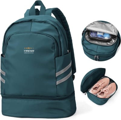 Thijox - Opvouwbare Gymtas voor Vrouwen met Schoenenvak en Nat Vak - Waterdichte Sportgymtas, Laptop Rugzak voor School, Reizen, Zwemmen en Yoga - Gro
