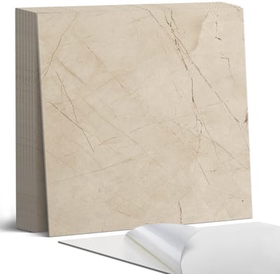 Coloray Plaktegels - Elegant marmerpatroon Portugese Tegels - 30 cm x 30 cm - Beige Plaktegels - 9 stuks - Vierkant PVC Tegels - Plaktegels Keuken - Zelfklevende Vloertegels - Vinyltegels Vloer Zelfklevend - Zelfklevende Tegels