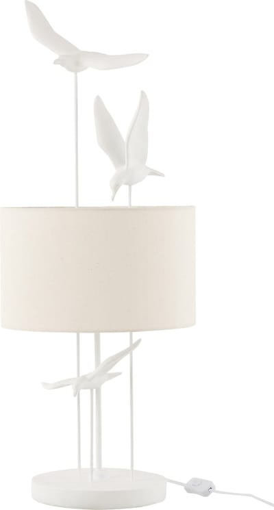 J-Line tafellamp Vogels - polyresin - wit/beige