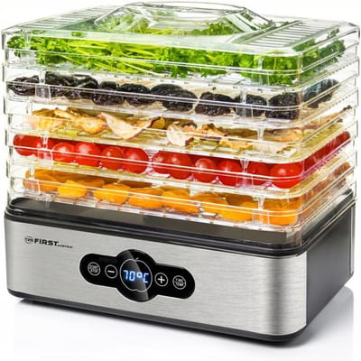 TZS First Austria Voedseldroger - 240W - 5 Laags - 35°C tot 70°C - LCD Display - BPA-vrij - Timer