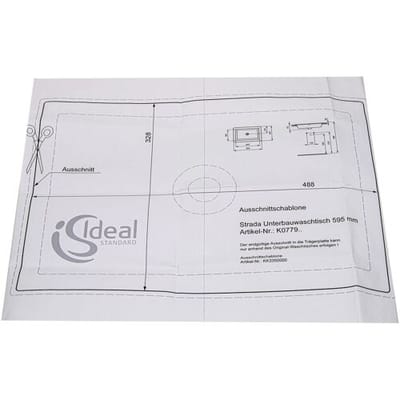 Ideal Standard template for Strada undercounter washbasin 59.5 cm