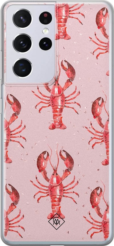 Casimoda® hoesje - Geschikt voor Samsung S21 Ultra - Lobster All The Way - Backcover - Siliconen/TPU - Roze