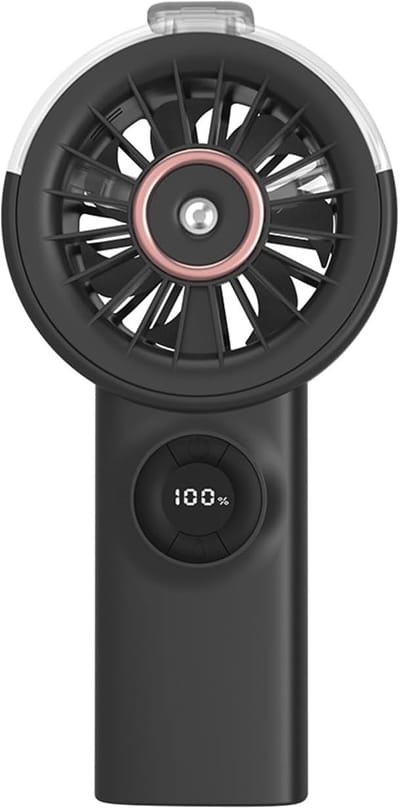 Draagbare handventilator met waternevel - Oplaadbare persoonlijke waternevelventilator - 100 instelbare windsnelheden - Waternevelventilator - Mini verkoelende handventilator - Geschikt voor op reis en buitengebruik - Zwart
