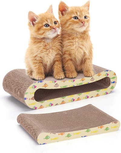 Nobleza Krabkarton voor Katten - 2-in-1 Krabplank en Ligbed - 2-delig - 44,5 x 20 x 11 cm