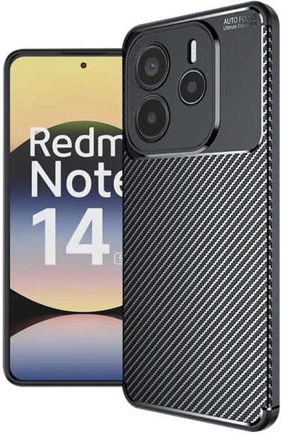 Techsuit Carbon Fiber Silicone Back Cover Hoesje geschikt voor Xiaomi Redmi Note 14 5G - Zwart