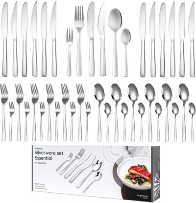 Deleca 6 Persoons Bestekset Essential (36-delig) - Lepels, Messen, Vorken, Steakmessen & Gebaksvorkjes - Vaatwasserbestendig Bestek - Glanzend Zilver / Edelstaal