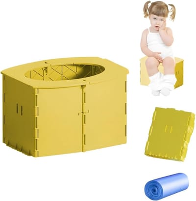 Vouwbaar Reis Toilet voor Kinderen, Draagbaar Toilet voor Baby's, Compacte Toiletpot voor Thuis en Op Reis, Geel