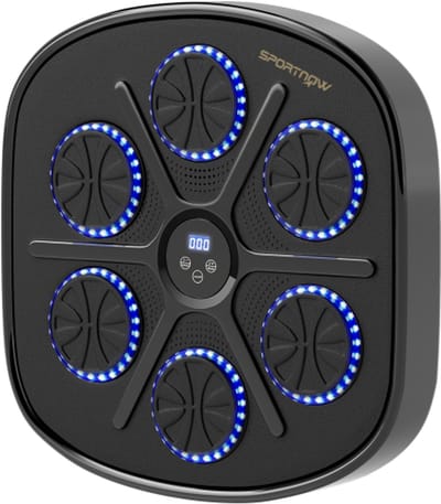 Boxmachine Muurmontage Bluetooth Boksziel, Elektronische Muziek Boksmachine met LED‑verlichting voor thuisgebruik, zwart kunststof