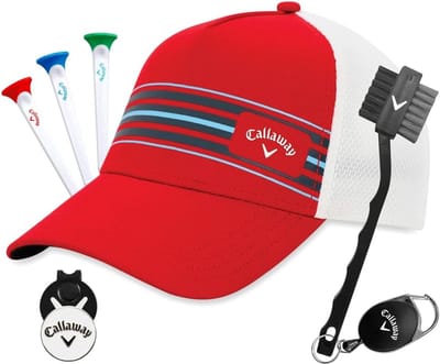 Golfcadeau Set met Hoed, Hoedclip, Golfbalmarker, Clubborstel en Tees