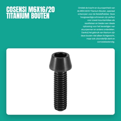 Dailygoods- Titanium Bouten - M6x16/20 - 6 Stuks - Lichtgewicht - Corrosiebestendig - Schokbestendig - Uniek Ontwerp - Fietsbouten