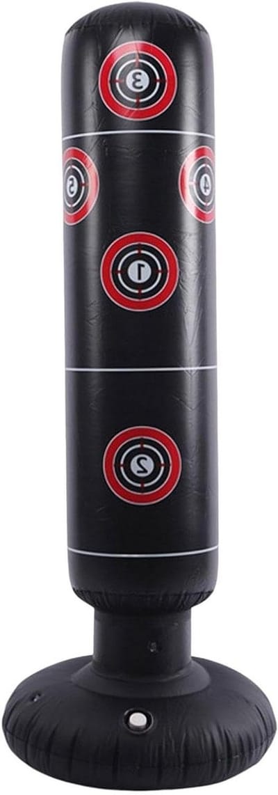 Opblaasbare Boksbal - Trainings Kussen - Thuis Sporten - Stevige Brede Bodem - 155 cm Hoog - Zwart
