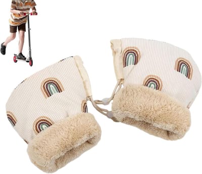 Kinderwagen Handwarmers - Mouwkappen Kinderwagen - Bescherming Kou - Warm Gevoerd Pluche - 25 x 15 cm - Patroon