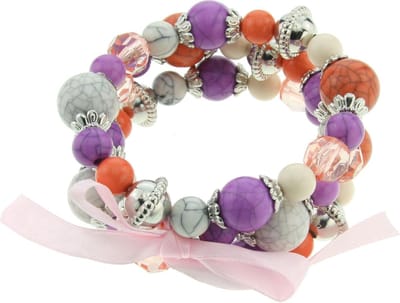 Behave - elastische armband met kralen en strik - kleurrijke look