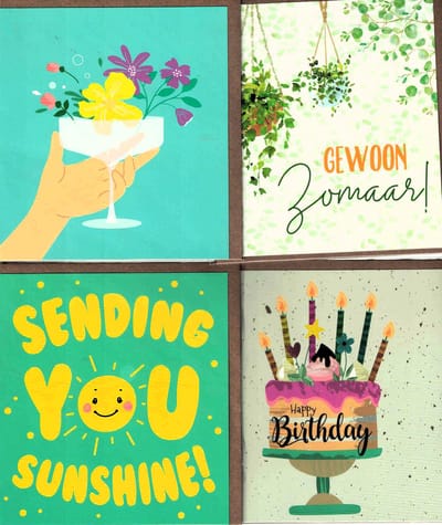wenskaarten - 20 Wenskaarten - set van 20 - mix van 20 kaarten - Everyday - Getrouwd - Bedankt - Felicitatie - Veel liefs - Groetjes - Blanco - Zomaar - Verjaardag - Baby - In Verwachting - enz. - blanco aan de binnenkant van de kaart - 11x12 cm