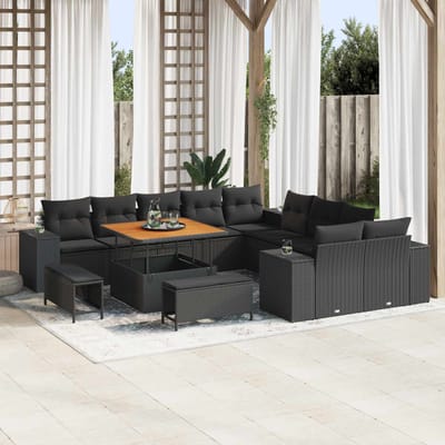 vidaXL - Tuinbank - Set - 13 - st - Zwart - poly - rattan
