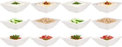 Vessia amuse/dessert kommetjes/serveer schaaltjes - set 12x stuks - wit - 12 x 12 x 4 cm - keuken/eettafel - keramiek