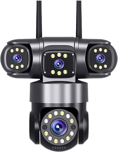 Beveiligingscamera - IP-camera PTZ - Buitenbewaking - Vier lenzen schermen - 12 MP - Zwart