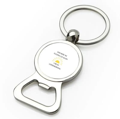 Akyol - and here we fucking go again i mean goodmorning flesopener - Quotes - goedemorgen - grappige tekst - quotes - verjaardagscadeau - verjaardag - cadeau - kado - geschenk - gift - 9 bij 3 cm