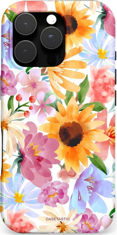 Casetastic hoesje geschikt voor Apple iPhone 16 Pro - MagSafe - Dubbellaagse bescherming - Aquarel fantasie - Fashion Case - Crème Wit Perzik Goud