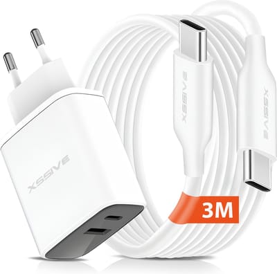 Fast Charge 65W Power Adapter Set - 3 Meter - Laptop, Telefoon en Tablet Oplader - Geschikt voor Samsung, Google, ChromeBook, iPhone 15 16 Pro Max Plus
