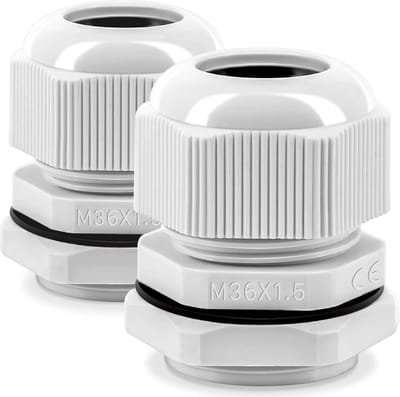 Kabelwartelset, 2 stuks, IP68, kabeldoorvoer, waterdicht, M36, kabelwartelverbindingen voor outdoor, tuin, schakelkast, aftakdoos, kunststof nylon kabeldoorvoeren
