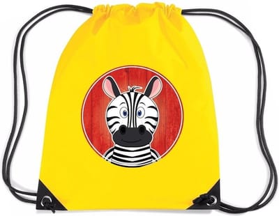 Zebra rijgkoord rugtas / gymtas - geel - 11 liter - voor kinderen