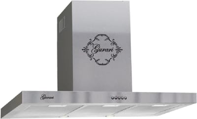 GURARI Wandafzuigkap GCH F 461 IS 90 N+Koolfilter, roestvrijstalen Afzuigkap 90 cm, krachtig 1000m³/h, 3 niveaus