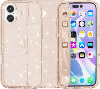 Coverup Hoesje - Geschikt voor iPhone 16 Hoesje - Coverup Glitter TPU Back Cover - Goud