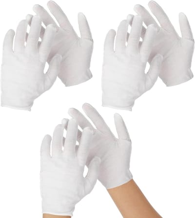 3 Paar Katoenen Handschoenen - Wit voor Droge Huid, Hydratatie, Cosmetische Eczema, Handverzorging en Sieradeninspectie - Wasbaar, Rekbaar en Ademend Materiaal - Maat L