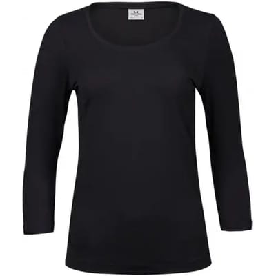 Tee Jays - Dames Stretch 3/4 mouw T-shirt - Black maat S