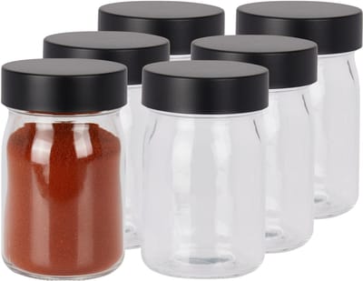 Excellent Houseware Kruidenpotjes - 6x stuks - 250 ml - glas - met rvs deksel - luchtdicht