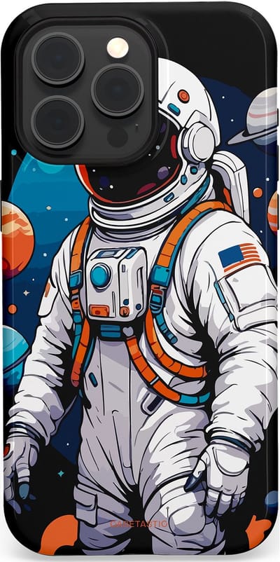 Casetastic Hoesje Geschikt voor Apple iPhone 15 Pro Max Magsafe - Stijlvolle Beschermende Duo-layer Case - Astronaut in space