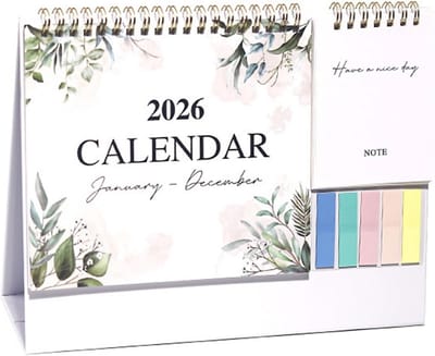 Steande Bureaukalender 2026: Jaarplanner met Notities en Kleurstickers voor Kantoor & Thuis