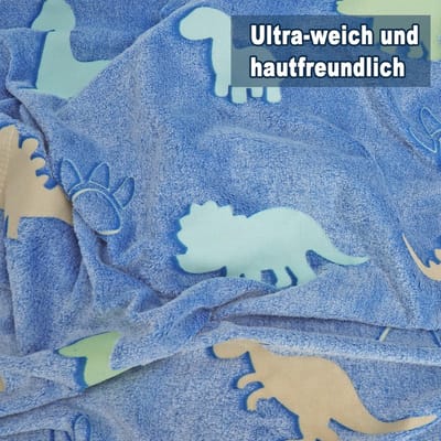 Dailygoods - Glow In the Dark Knuffeldeken, wollig, dinosaurus knuffeldeken, cadeau, verjaardagscadeau, pluizige deken, 127 x 152 cm, perfect voor kamer, bank, reizen
